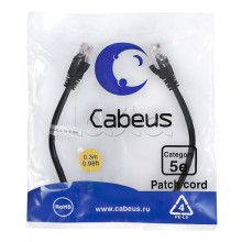 Патч-корд UTP, категория 5e, 0.3 м, неэкранированный, черный Cabeus PC-UTP-RJ45-Cat.5e-0.3m-BK