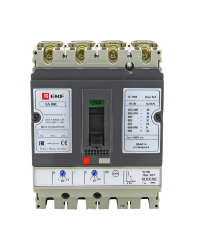 Выключатель автоматический ВА-99C (Compact NS) 100/ 25А 3P+N 36кА EKF PROxima (mccb99C-100-25+N) в Стерлитамаке Электротехническое оборудование Pintop.ru