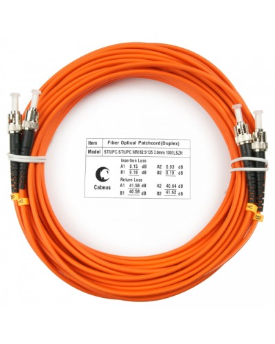 Шнур оптический duplex ST-ST 62,5/125 mm 10м LSZH Cabeus FOP-62-ST-ST-10m в Стерлитамаке Патч-корды оптические Pintop.ru
