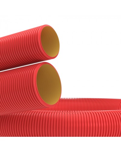 Труба гибкая двустен. 75 мм с протяжкой красная (72 м) DKC (12197572) в Стерлитамаке Труба гофрированная Pintop.ru