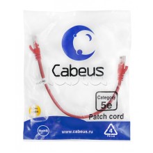 Патч-корд UTP, категория 5e, 0.3 м, неэкранированный, красный Cabeus PC-UTP-RJ45-Cat.5e-0.3m-RD