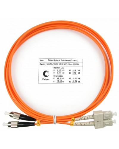 Шнур оптический duplex SC-FC 62,5/125 mm 2м LSZH Cabeus FOP-62-SC-FC-2m в Стерлитамаке Патч-корды оптические Pintop.ru