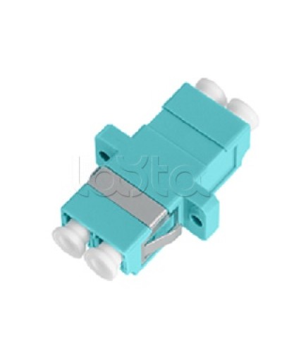 Адаптер NIKOMAX волоконно-оптический, соединительный, многомодовый, стандарта OM3, LC/UPC-LC/UPC, двойной, пластиковый, без шторки, с фланцами, аква, уп-ка 2шт. NIKOMAX (NMF-OA2M3-FN-LCU-LCU-AQ-2) в Стерлитамаке Проходные адаптеры и розетки оптические Pint