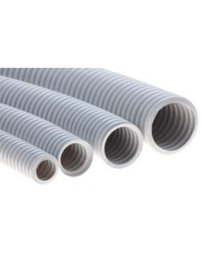 Труба ПВХ гибкая гофрированная д.25мм, тяжёлая без протяжки, 50м, цвет серый DKC 90525 в Стерлитамаке Труба гофрированная Pintop.ru