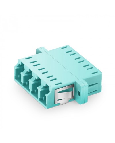Оптический адаптер OM3, квадро LC, с фланцами, бирюзовый Eurolan (36A-30-4L-02AQ) в Стерлитамаке Проходные адаптеры и розетки оптические Pintop.ru