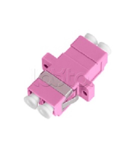 Адаптер NIKOMAX волоконно-оптический, соединительный, многомодовый, стандарта OM4, LC/UPC-LC/UPC, двойной, пластиковый, без шторки, с фланцами, маджента, уп-ка 2шт. NIKOMAX (NMF-OA2M4-FN-LCU-LCU-MG-2) в Стерлитамаке Проходные адаптеры и розетки оптические 