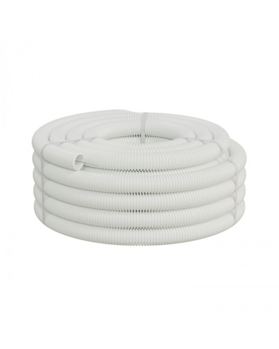 Труба ПП HF-FR гофрир. тяжелая, с зондом, без галогена, ПЛЛ 40мм Экопласт (61140HFR-W) - Труба ПП HF-FR гофрир. тяжелая, с зондом, без галогена, ПЛЛ диам.40мм ПВ-0 (20м) цвет белый 1 палл.=840м Экопласт в Стерлитамаке Труба гофрированная Pintop.ru