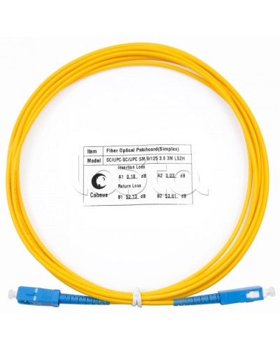Патч-корд волоконно-оптический (шнур) SM 9/125 simplex SC-SC LSZH (3м) Cabeus FOP(s)-9-SC-SC-3m в Стерлитамаке Патч-корды оптические Pintop.ru