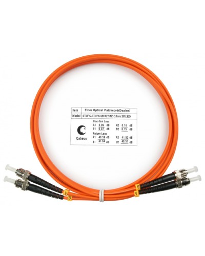 Шнур оптический duplex ST-ST 62,5/125 mm 2м LSZH Cabeus FOP-62-ST-ST-2m в Стерлитамаке Патч-корды оптические Pintop.ru