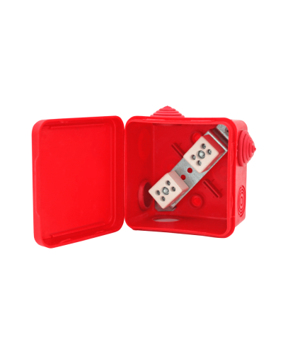 Коробка распределительная огнестойкая КРОПС-П1, IP54, габаритные размеры 100х100х50 мм, для кабелей сечением до 4 мм2, 3 клеммы КМ-Профиль (FRJB-KM-P1-4-03-КРОПС-IP54) в Стерлитамаке Распределительные коробки Pintop.ru