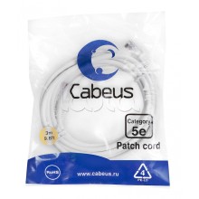 Патч-корд UTP, категория 5e, 3 м, неэкранированный, белый Cabeus PC-UTP-RJ45-Cat.5e-3m-WH