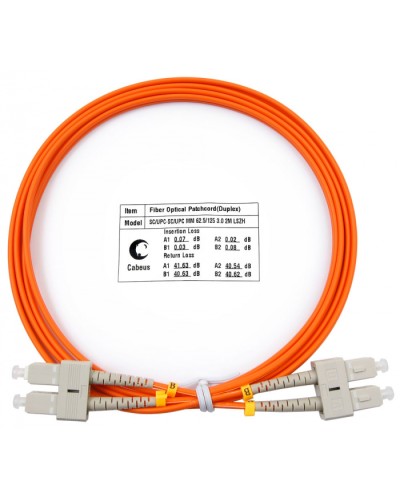 Шнур оптический duplex SC-SC 62,5/125 mm 2м LSZH Cabeus FOP-62-SC-SC-2m в Стерлитамаке Патч-корды оптические Pintop.ru