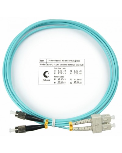 Шнур оптический duplex SC-FC 50/125 mm OM3 1,5м LSZH Cabeus FOP-50-SC-FC-1,5m в Стерлитамаке Патч-корды и пигтейлы Pintop.ru