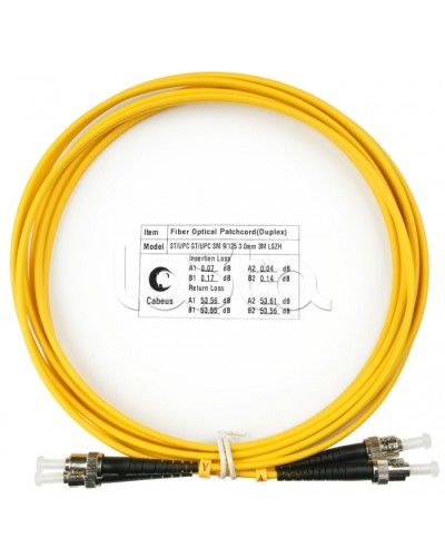 Шнур оптический duplex ST-ST 9/125 sm 3м LSZH Cabeus FOP(d)-9-ST-ST-3m в Стерлитамаке Патч-корды оптические Pintop.ru