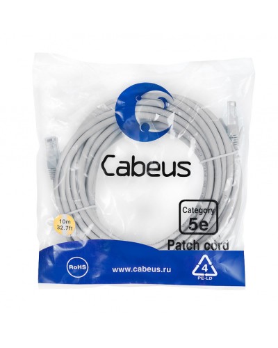Патч-корд медный U/UTP кат.5е (20м) LSZH (серый) Cabeus (PC-UTP-RJ45-Cat.5e-20m-LSZH) в Стерлитамаке Патчкорды (медные) Pintop.ru