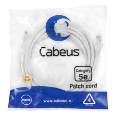 Патч-корд медный U/UTP кат.5е (5м) LSZH (белый) Cabeus (PC-UTP-RJ45-Cat.5e-5m-WH-LSZH)