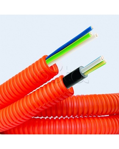 Электротруба ПНД гибкая гофр. д.16мм, цвет оранжевый, с кабелем ВВГнг(А)-LS 3х1,5мм² РЭК ГОСТ+, 100м DKC 7L916100 в Стерлитамаке Труба гофрированная Pintop.ru