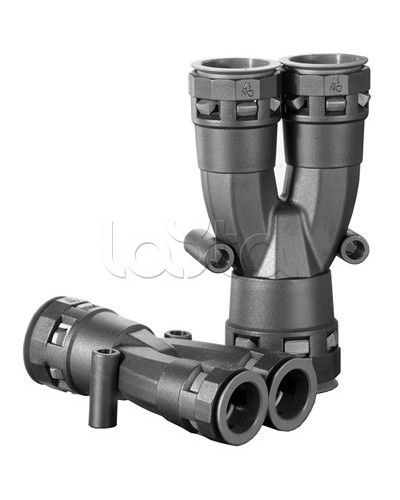 Разветвитель DN 1х17 + 2х12 мм, полиамид, цвет черный DKC PAY171212N в Стерлитамаке Повороты, муфты, тройники Pintop.ru