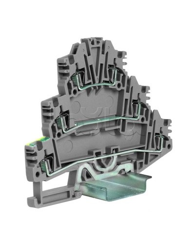 Зажим трех-уровневый c заземлением на нижнем уровне 2,5 кв.мм, серый DKC ZHL500GR в Стерлитамаке Держатели, клипсы, скобы Pintop.ru