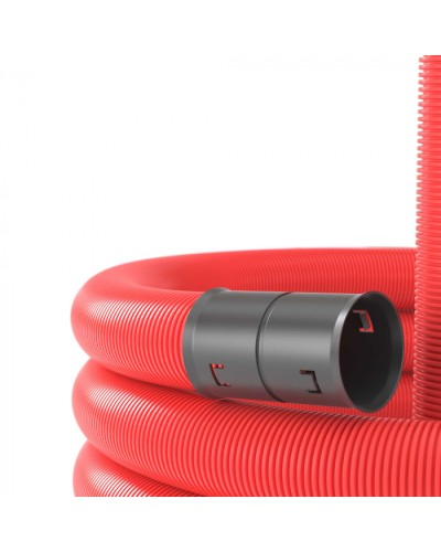 Двустенная труба ПНД гибкая для кабельной канализации д.40мм с протяжкой, SN18, 500Н, 50м, красный DKC 121940 в Стерлитамаке Труба гофрированная Pintop.ru