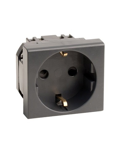 Розетка силовая 2Р+Е, со шторками, «Viva», 2 мод., цвет черный DKC (45205) в Стерлитамаке Аксессуары для кабель-канала Pintop.ru