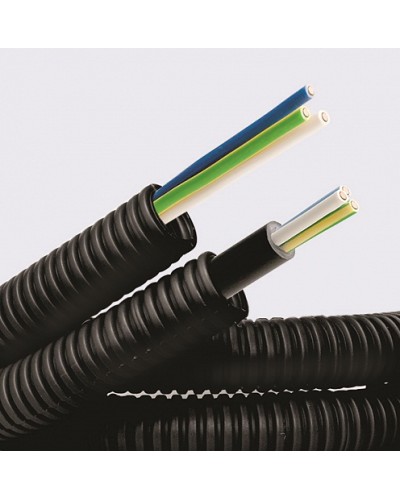 Электротруба ПНД гибкая гофр. д.20мм, цвет черный, с кабелем ВВГнг(А)-LS 3х2,5мм² РЭК ГОСТ+, 100м DKC 7S720100 в Стерлитамаке Труба гофрированная Pintop.ru