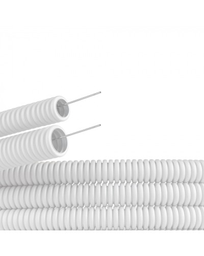 Труба ПЛЛ гибкая гофр. не содержит галогенов д.16мм, ПВ-0, с протяжкой,100м, цвет белый DKC (81816) в Стерлитамаке Труба гофрированная Pintop.ru