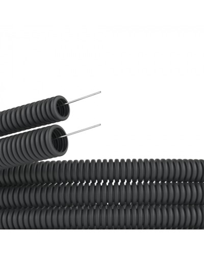Труба ПВХ гибкая гофрированная. д.20мм, лёгкая с протяжкой, цвет черный (100 м) DKC (91920B) в Стерлитамаке Труба гофрированная Pintop.ru