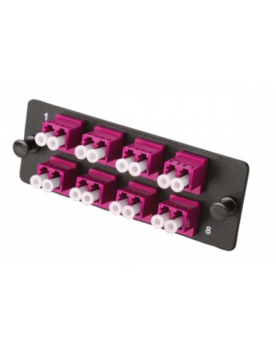 Комплект планка Q-SLOT с 8 адаптерами дуплекс LC OM4, монтажные шнуры, КДЗС Eurolan (38M-40-2L-08BL) в Стерлитамаке Кроссы оптические Pintop.ru