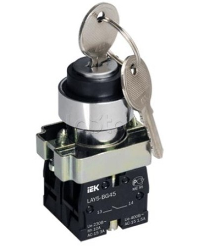 Переключатель LAY5-BG45 на 2 положения с ключом без фиксации IEK BSW80-BG-2-K02 в Стерлитамаке Аксессуары для стоек и шкафов Pintop.ru