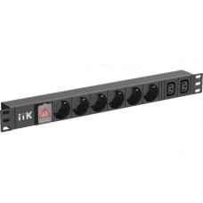 ITK 6 розеток нем. ст. + 2 С13 LED 1U вх. С14 алюмин.(PH12-6D2C133)
