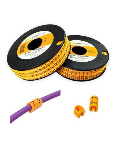 Клипса маркировочная на кабель диаметром 3.6–7.4 мм, символ 2, 500 шт., желтая LANMASTER LAN-MCC-EC22/500-YL в Стерлитамаке Аксессуары для стоек и шкафов Pintop.ru