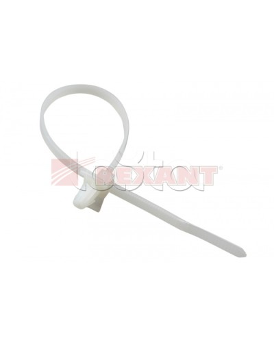 Хомут-стяжка нейлоновый, с крепежным пистоном 4.8х190 мм белый (100шт/уп) REXANT 07-0197 в Стерлитамаке Стяжки-хомуты Pintop.ru