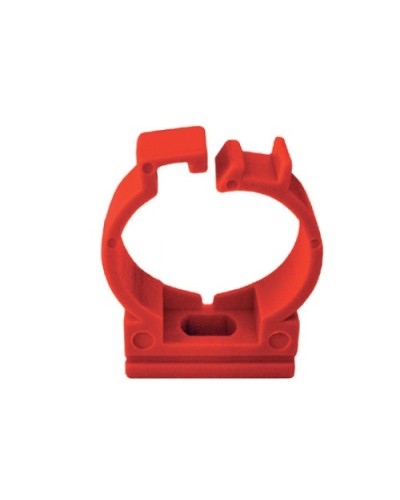 Держатель с защелкой для труб D25мм, АБС, цвет красный Экопласт (49625-50) в Стерлитамаке Держатели, клипсы, скобы Pintop.ru