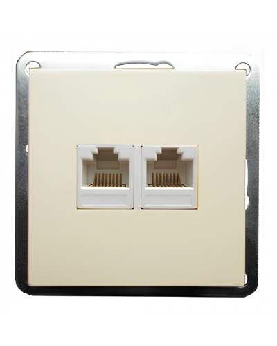 Розетка телефонная двойная 2хRJ-11 с накладкой (бежевый) LK60 (865601) в Стерлитамаке Розетки компьютерные и телефонные Pintop.ru
