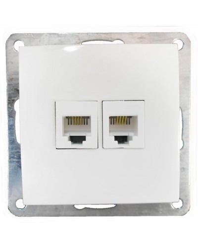 Розетка телефонная двойная 2хRJ-11 с накладкой (белый) LK60 (865604) в Стерлитамаке Розетки компьютерные и телефонные Pintop.ru