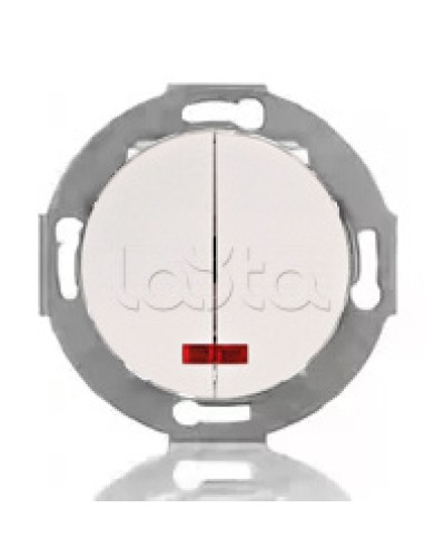 Выключатель двухклавишный Экопласт (схема 5L) с индикатором 10 A, 250 B (белый) Vintage в Стерлитамаке Розетки компьютерные и телефонные Pintop.ru