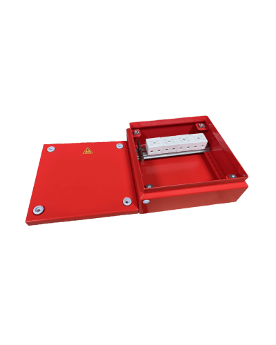 Коробка распределительная огнестойкая КРОПС, IP55, габаритные размеры 150х150х80 мм, для кабелей сечением до 4 мм2, 4 клеммы КМ-Профиль (FRJB-KM-ST5-4-04-КРОПС-IP55) в Стерлитамаке Распределительные коробки Pintop.ru