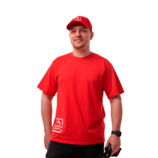 Футболка с логотипом СИСТЕМА КМ размер S красная КМ-профиль (T-shirt-KM-S-red)