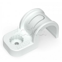 Крепеж-скоба пластиковая односторонняя для прямого монтажа белая в п/э д20 Промрукав (PR13.0377)