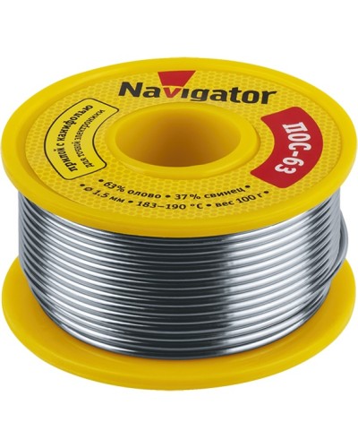 Припой Navigator 93 782 NEM-Pos05-63K-1.5-K100 (ПОС-63, катушка, 1.5 мм, 100 гр) в Стерлитамаке Аксессуары для кабель-канала Pintop.ru