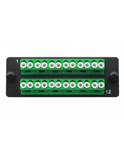 Комплект планка Q-SLOT с 12 адаптерами дуплекс LC OS2, монтажные шнуры, КДЗС Eurolan 38M-S2-2L-12BL в Стерлитамаке Коннекторы Pintop.ru