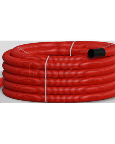 NR050 Двустен. труба ПНД гибкая откр. прокладки, SN26, с зондом, D50мм (50м) красн. Экопласт (801050HFR-UF-RD) в Стерлитамаке Труба гофрированная Pintop.ru