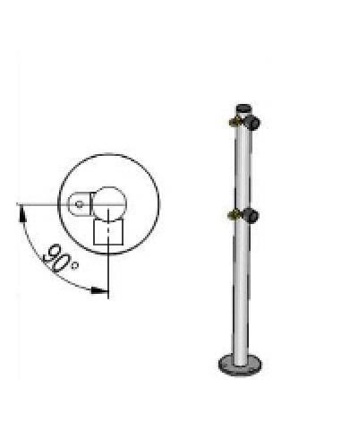 Стойка ограждения L-образная под поворотные створку и секцию 2 полупетли с крепежом, 2 муфты с крепежом справа Oxgard Стойка ограждения с 2-мя полупетлями L-образная права (ВЗР 1996.09.01) в Стерлитамаке Ограждения Pintop.ru