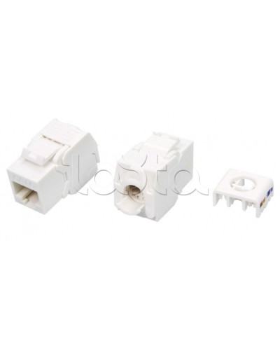Вставка Keystone Jack RJ-45(8P8C) Hyperline KJ8-8P8C-C6-180-TLS-WH в Стерлитамаке Модули Keystone Pintop.ru