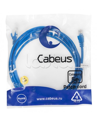 Патч-корд медный U/UTP кат.5е (3м) LSZH (синий) Cabeus (PC-UTP-RJ45-Cat.5e-3m-BL-LSZH) в Стерлитамаке Патчкорды (медные) Pintop.ru