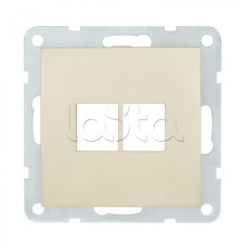 Накладка с суппортом розетки комп. и телеф. на 2 входа (бежевый матовый) БЕЗ механизма LK80 Экопласт (846202-0