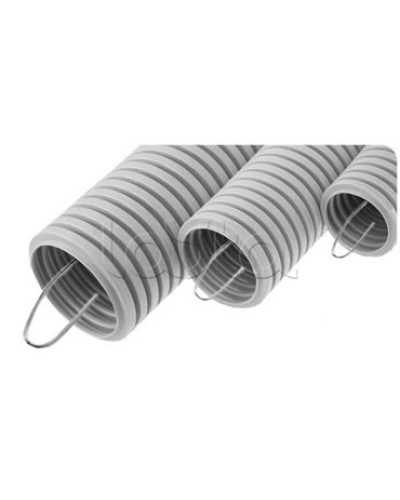 NR063 Усиленная двустен. труба ПНД гибкая, тип 750, SN29, с зондом, D63мм (50м) цвет красный Экопласт (821063) в Стерлитамаке Труба гофрированная Pintop.ru