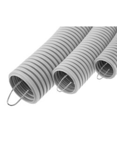 Труба гофрированная ПВХ тяжелая, с зондом диам. 32 мм (25м), огнестойкость E15-E90 Экопласт 11132-E90 в Стерлитамаке Труба (ОКЛ) Экопласт Pintop.ru