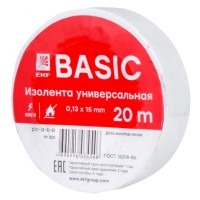 Изолента класс В (0,13х15мм) (20м.) белая EKF Basic (plc-iz-b-w)